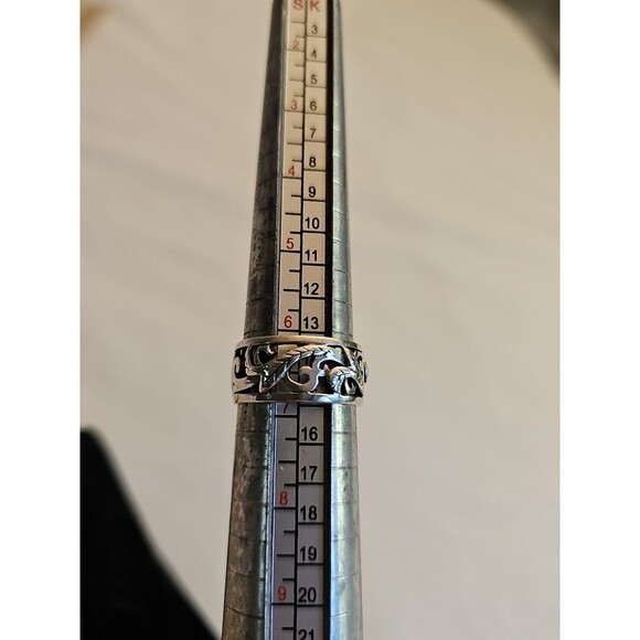 925 Antique NF Sterling Silver Leaf Filigree Ring Vintage Cigar Band 6.75 - Picture 4 of 6